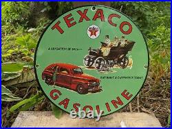 Vintage Green Texaco Gasoline Porcelain Gas Station Pump Sign 12