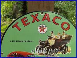 Vintage Green Texaco Gasoline Porcelain Gas Station Pump Sign 12