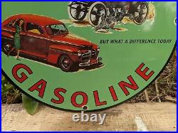 Vintage Green Texaco Gasoline Porcelain Gas Station Pump Sign 12