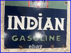 Vintage INDIAN GASOLINE PORCELAIN PUMP PLATE SIGN 12x18 TEXACO SSP Gas Station