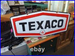 Vintage Large Rare Texaco Star Gas Pump Double Sided Heavy Porcelain Metal Sign