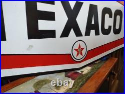 Vintage Large Rare Texaco Star Gas Pump Double Sided Heavy Porcelain Metal Sign