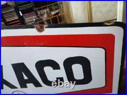 Vintage Large Rare Texaco Star Gas Pump Double Sided Heavy Porcelain Metal Sign