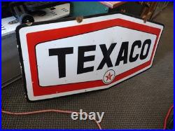Vintage Large Rare Texaco Star Gas Pump Double Sided Heavy Porcelain Metal Sign Vintage Large Rare Texaco Star Gas Pump Double Sided Heavy Porcelain Metal Sign