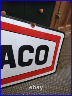 Vintage Large Rare Texaco Star Gas Pump Double Sided Heavy Porcelain Metal Sign