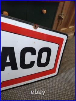 Vintage Large Rare Texaco Star Gas Pump Double Sided Heavy Porcelain Metal Sign