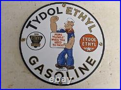 Vintage Old 1948 Flying A Tydol Gasoline Porcelain Gas Station Oil Pump Sign
