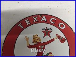 Vintage Old 1957 Texaco Gasoline Porcelain Gas Station Motor Oil Pump Sign