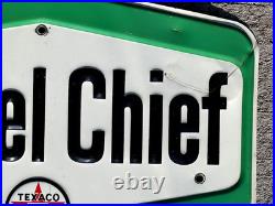Vintage Old Texaco Diesel Chief Outboard Gasoline Pump Metal Sign Gas Oil Nice
