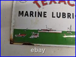 Vintage Old Texaco Marine Lubricants Porcelain Gas Station Pump Motor Oil Sign