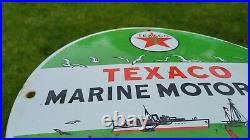 Vintage Old Texaco Marine Motor Fuel Porcelain Enamel Oil Gas Station Pump Sign