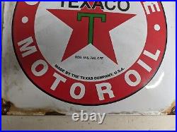 Vintage Old Texaco Motor Oil Porcelain Gas Station Gasoline Pump Sign