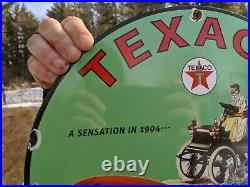 Vintage Old Texaco Star Motor Oil Gasoline Porcelain Gas Station Gas Pump Sign