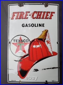 Vintage Original 1951 Porcelain Texaco Fire Chief Gas Pump Plate Sign Pontiac