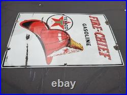 Vintage Original 1951 Porcelain Texaco Fire Chief Gas Pump Plate Sign Pontiac