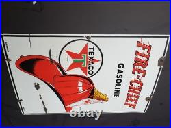 Vintage Original 1951 Porcelain Texaco Fire Chief Gas Pump Plate Sign Pontiac