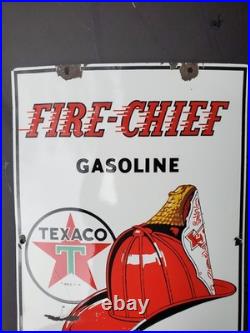 Vintage Original 1951 Porcelain Texaco Fire Chief Gas Pump Plate Sign Pontiac