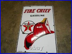 Vintage Original 1960 Texaco Fire Chief Porcelain Pump Sign