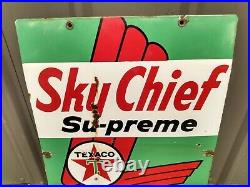 Vintage Original 1962 Texaco Sky Chief Su-preme Porcelain Gas Pump Plate Petrox