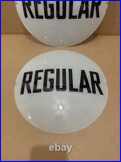 Vintage Original Regular Gas Pump Globe Gasoline Glass Lenses Sign Garage