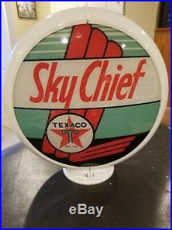 Vintage Original Sinclair Texaco Sky Chief Gas Pump Globe Complete