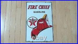 Vintage Original Texaco Fire Chief 1961 Pump Plate Porcelain Sign Very Good