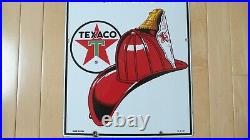 Vintage Original Texaco Fire Chief 1961 Pump Plate Porcelain Sign Very Good