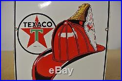 Vintage Original Texaco Fire Chief Gasoline Porcelain Gas Pump Plate Sign No Res
