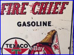 Vintage Original Texaco Fire Chief Porcelain Gas Pump Signs 3-1-53