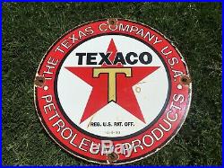 Vintage Original Texaco Gas Pump Sign Dated 10-6-33