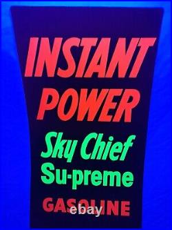 Vintage Original Texaco Instant Power Sky Chief Supreme Gasoline Pump Sign NOS