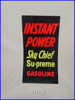 Vintage Original Texaco Instant Power Sky Chief Supreme Gasoline Pump Sign NOS