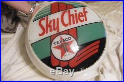 Vintage Original Texaco Sky Chief Gasoline Globe Glass lens Sign Gas Pump