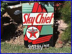 Vintage Original Texaco Sky Chief Porcelain Gas Pump Advertising Sign