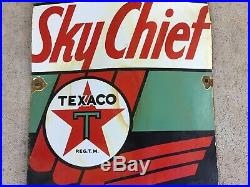Vintage Original Texaco Sky Chief Porcelain Gas Pump Advertising Sign