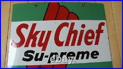 Vintage Original Texaco Sky Chief Su-preme Petrox Porcelain Gas Pump Plate Sign