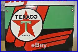 Vintage Original Texaco Sky Chief With Petrox Porcelain Gas Pump Plate Sign NR