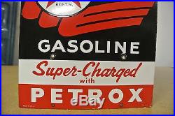 Vintage Original Texaco Sky Chief With Petrox Porcelain Gas Pump Plate Sign NR