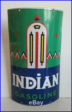 Vintage Porcelain Sign Indian Visible Gas pump Texaco