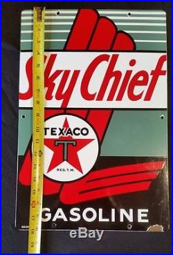 Vintage Porcelain Texaco Sky Chief Gasoline Gas Pump Sign
