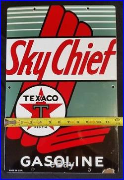 Vintage Porcelain Texaco Sky Chief Gasoline Gas Pump Sign