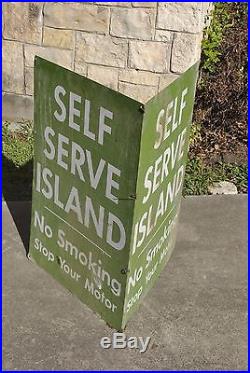 Vintage Sign Self Service Serv Serve Gas Station Gas Pump Sign Mobil Gulf Texaco