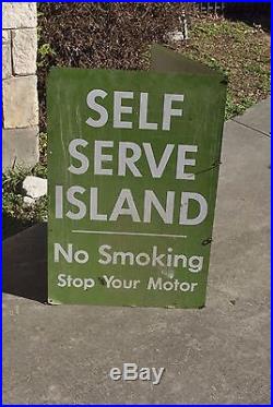 Vintage Sign Self Service Serv Serve Gas Station Gas Pump Sign Mobil Gulf Texaco