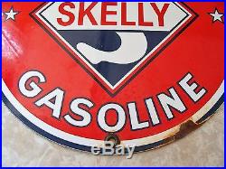 Vintage Skelly Fortified Gasoline Porcelain Sign Service Station Gas Pump Plate