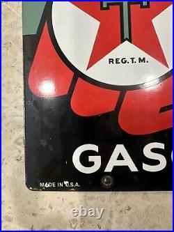 Vintage Sky Chief Texaco Porcelain Pump Plate Sign Gasoline Oil Grommets Intact