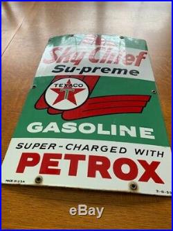 Vintage Sky Chief Texaco Porcelain gas pump plate 1959