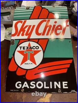 Vintage Skychief Texaco Pump Plate Dated 3-10-47