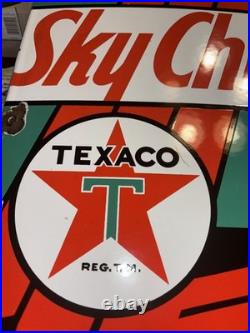 Vintage Skychief Texaco Pump Plate Dated 3-10-47