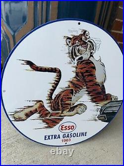 Vintage Style Esso Extra Tiger Humble Pump Gasoline Metal Heavy Quality Sign