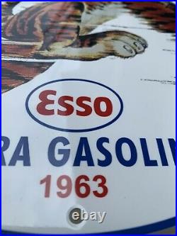 Vintage Style Esso Extra Tiger Humble Pump Gasoline Metal Heavy Quality Sign